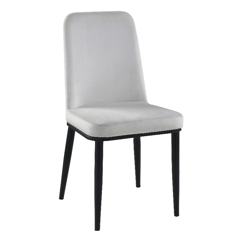 Lane 23 Inch Side Dining Chair- Gray Velvet- Armless- Black Metal- Set of 2