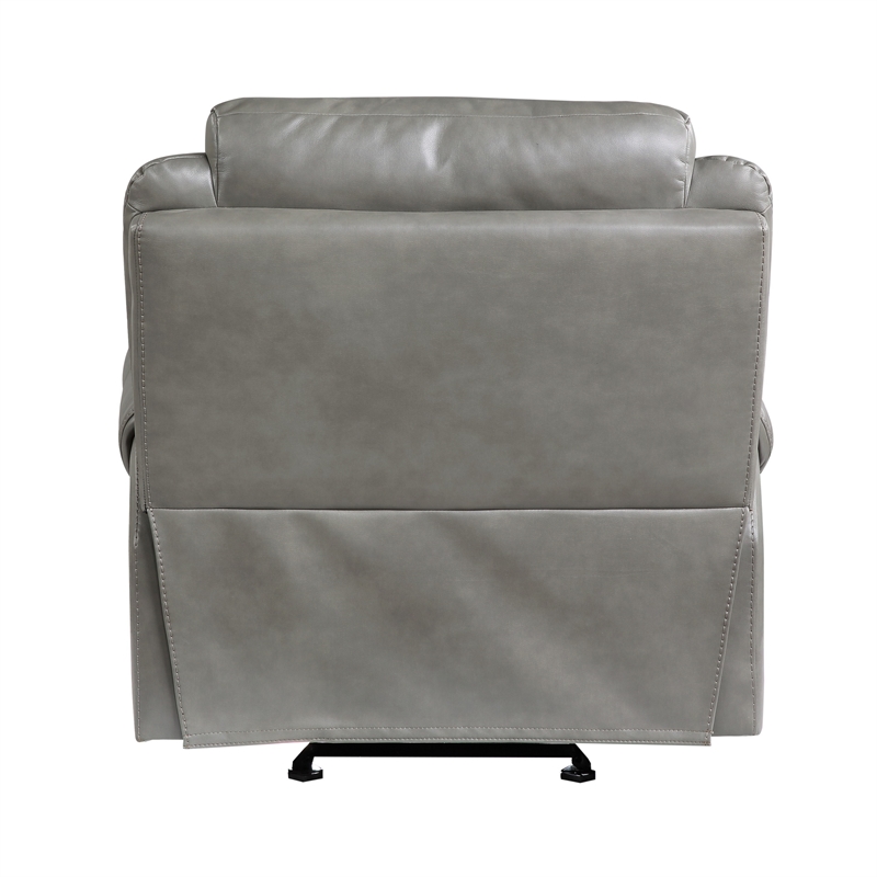 Max 42 Inch Manual Recliner Chair- Gray Faux Leather- Solid Wood- Metal