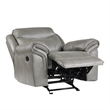 Max 42 Inch Manual Recliner Chair- Gray Faux Leather- Solid Wood- Metal