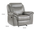Max 42 Inch Manual Recliner Chair- Gray Faux Leather- Solid Wood- Metal