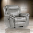 Max 42 Inch Manual Recliner Chair- Gray Faux Leather- Solid Wood- Metal