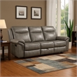 Max 80 Inch Dual Manual Recliner Sofa- Cupholders- USB- Gray Faux Leather