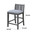 Ham 25 Inch Counter Height Chair Set of 2- Gray Upholstery- Solid Wood