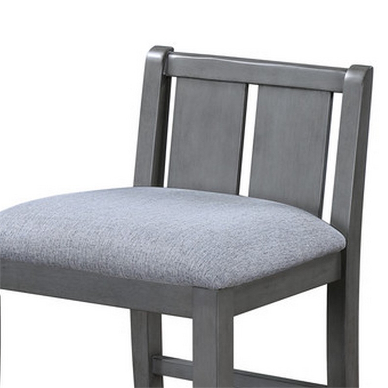 Ham 25 Inch Counter Height Chair Set of 2- Gray Upholstery- Solid Wood