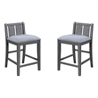 Ham 25 Inch Counter Height Chair Set of 2- Gray Upholstery- Solid Wood