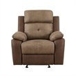 Emma 38 Inch Manual Glider Recliner Chair- Brown Microfiber- Solid Wood