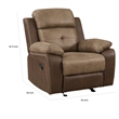 Emma 38 Inch Manual Glider Recliner Chair- Brown Microfiber- Solid Wood