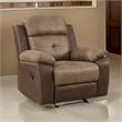 Emma 38 Inch Manual Glider Recliner Chair- Brown Microfiber- Solid Wood