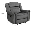 Ben 38 Inch Manual Recliner Chair- Gray Microfiber- Plush Foam- Solid Wood