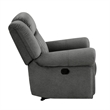 Ben 38 Inch Manual Recliner Chair- Gray Microfiber- Plush Foam- Solid Wood
