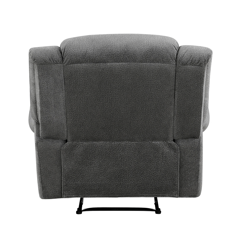 Ben 38 Inch Manual Recliner Chair- Gray Microfiber- Plush Foam- Solid Wood
