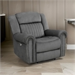Ben 38 Inch Power Recliner Chair- Soft Cushions Gray Microfiber- Solid Wood