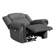 Ben 38 Inch Power Recliner Chair- Soft Cushions Gray Microfiber- Solid Wood