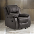 Drake 39 Inch Manual Recliner Chair- Soft Brown Faux Leather- Solid Wood