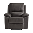 Drake 39 Inch Manual Recliner Chair- Soft Brown Faux Leather- Solid Wood