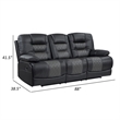 Liam 88 Inch Manual Recliner Sofa- Drop Table Cupholders- Gray Faux Leather