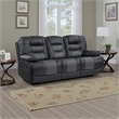 Liam 88 Inch Manual Recliner Sofa- Drop Table Cupholders- Gray Faux Leather