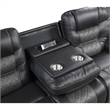 Liam 88 Inch Manual Recliner Sofa- Drop Table Cupholders- Gray Faux Leather