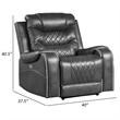 Paul 38 Inch Power Swivel Glider Recliner Chair- USB- Gray Faux Leather