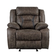 Mady 39 Inch Manual Glider Recliner Chair- Brown Microfiber- Solid Wood