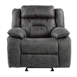 Mady 39 Inch Manual Glider Recliner Chair- Gray Microfiber- Solid Wood