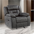 Mady 39 Inch Manual Glider Recliner Chair- Gray Microfiber- Solid Wood