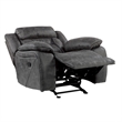 Mady 39 Inch Manual Glider Recliner Chair- Gray Microfiber- Solid Wood