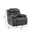 Mady 39 Inch Manual Glider Recliner Chair- Gray Microfiber- Solid Wood