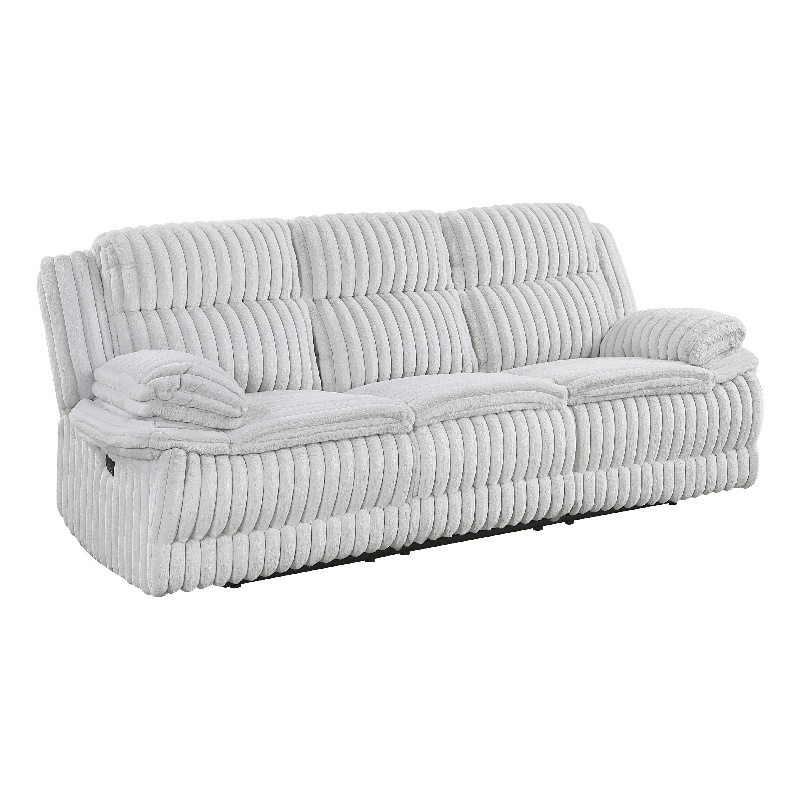Rexy Manual Double Recliner Sofa- Textured Light Gray Corduroy 95 Inch