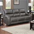 Patsy Manual Double Recliner Sofa- Gray Polished Microfiber 85 Inch