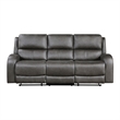Patsy Manual Double Recliner Sofa- Gray Polished Microfiber 85 Inch
