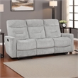 Lyns Manual Double Recliner Sofa- Soft Gray Chenille 81 Inch