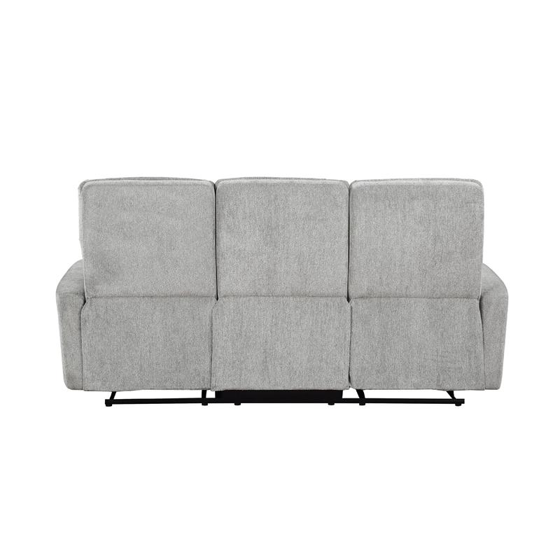 Lyns Manual Double Recliner Sofa- Soft Gray Chenille 81 Inch