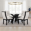 Moi 5pc Dining Table and Chair Set- 52 Inch Round Glass- White Black