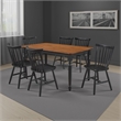 Halie 7pc Dining Table Set- Walnut Brown Wood- 6 Spindle Back Chairs