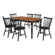 Halie 7pc Dining Table Set- Walnut Brown Wood- 6 Spindle Back Chairs
