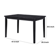 Andy 48 Inch Dining Table-4 Seater-Rectangular Top-Black Solid Wood