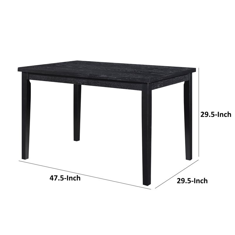 Andy 48 Inch Dining Table-4 Seater-Rectangular Top-Black Solid Wood