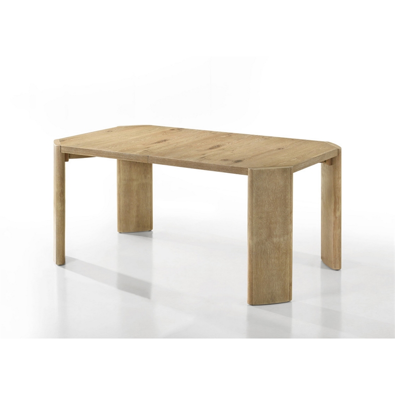 Meni 66-84 Inch Extendable Dining Table-Rectangular-Oak Brown-Solid Wood