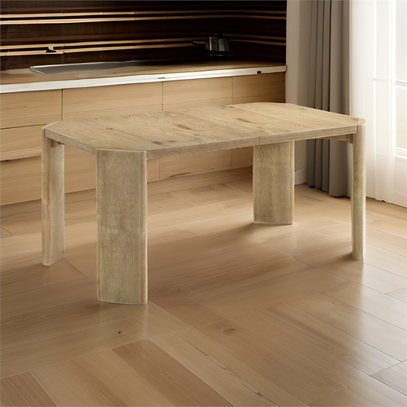 Meni 66-84 Inch Extendable Dining Table-Rectangular-Oak Brown-Solid Wood