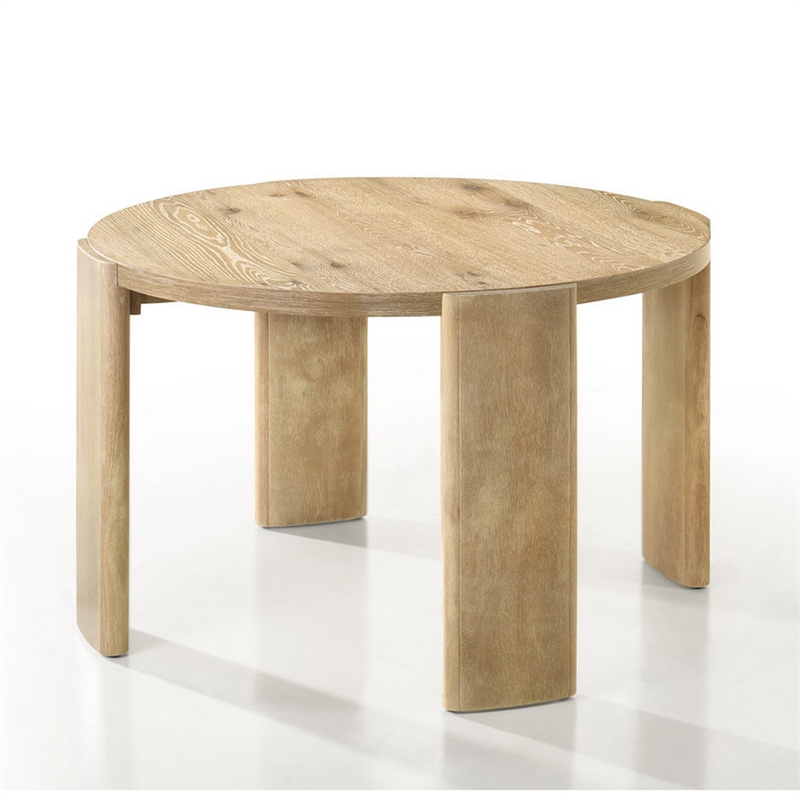 Bowny 47 Inch Dining Table-Round Top-Natural Oak Brown Finish-Solid Wood