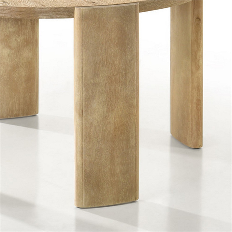 Bowny 47 Inch Dining Table-Round Top-Natural Oak Brown Finish-Solid Wood