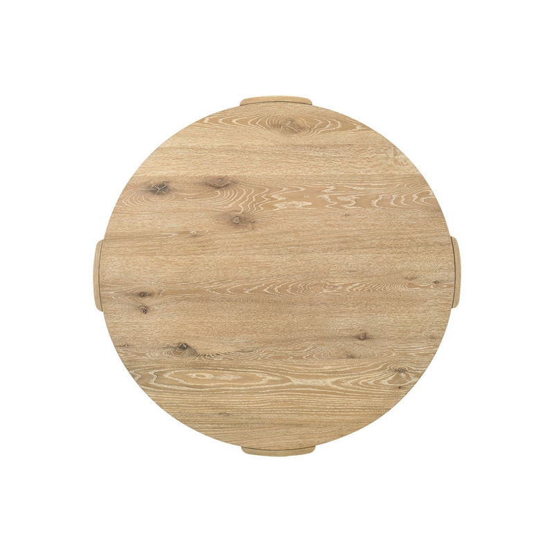 Bowny 47 Inch Dining Table-Round Top-Natural Oak Brown Finish-Solid Wood
