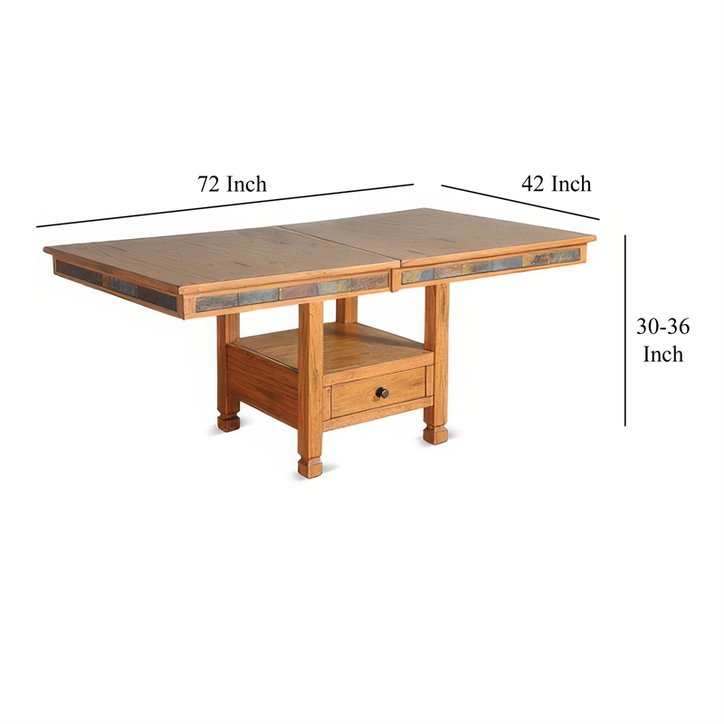 Marv Extendable n Dual Height Dining Table-72-84 Inch Top-Brown