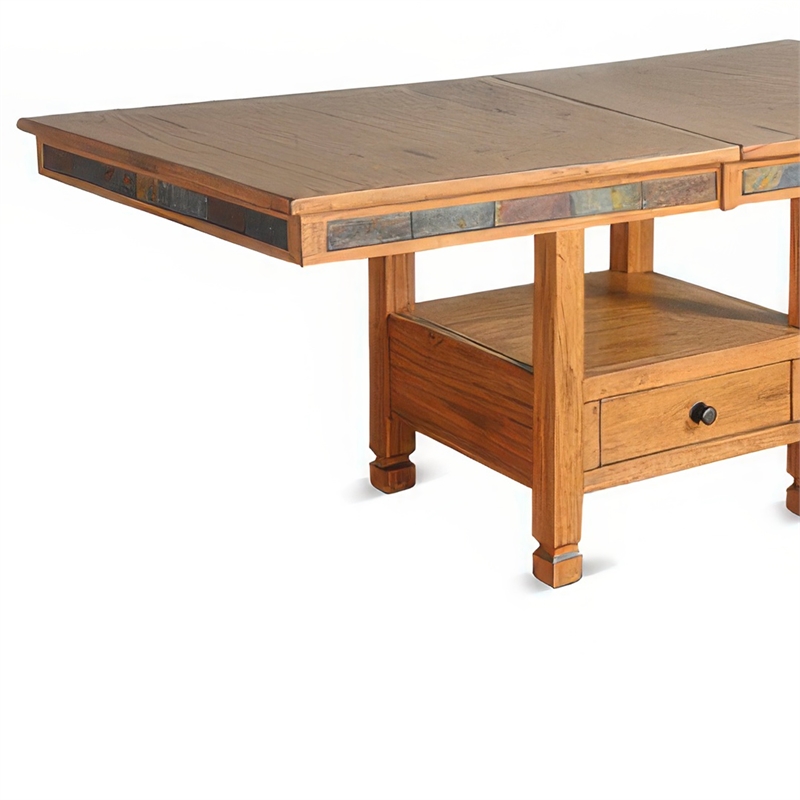 Marv Extendable n Dual Height Dining Table-72-84 Inch Top-Brown