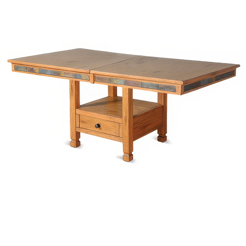 Marv Extendable n Dual Height Dining Table-72-84 Inch Top-Brown