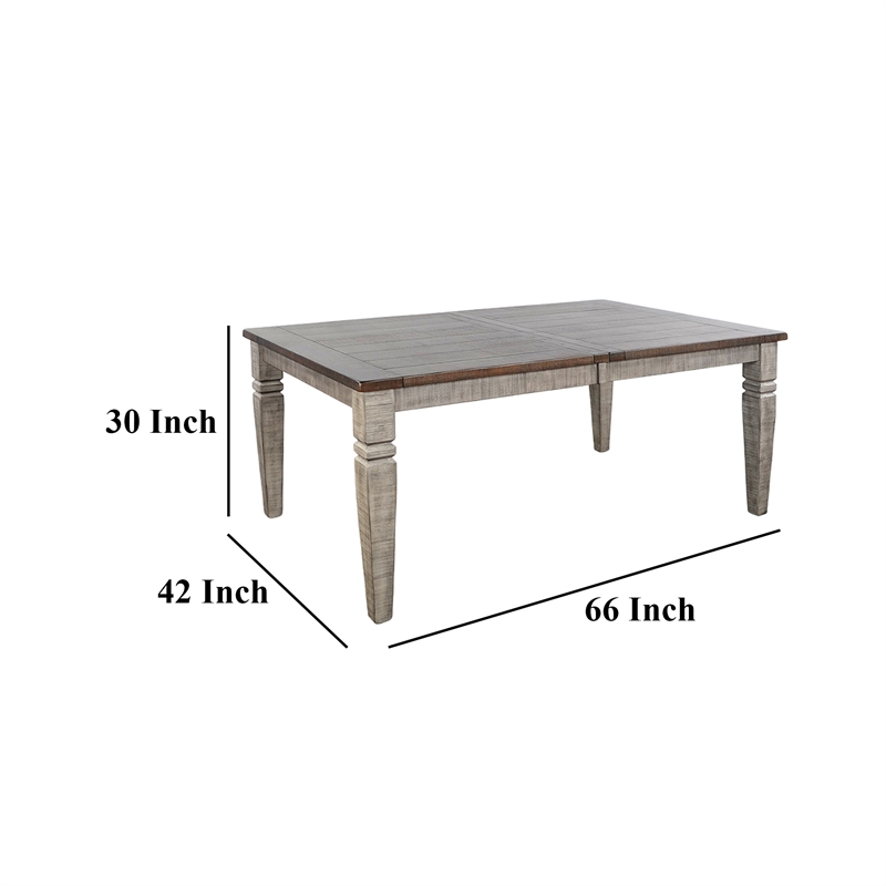 Camie Dining Table Extendable 66-90 Inch Dark Brown Gray Mahogany Wood