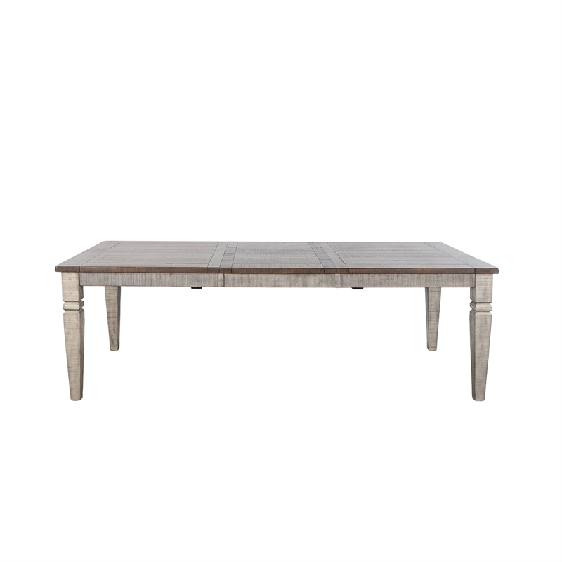 Camie Dining Table Extendable 66-90 Inch Dark Brown Gray Mahogany Wood