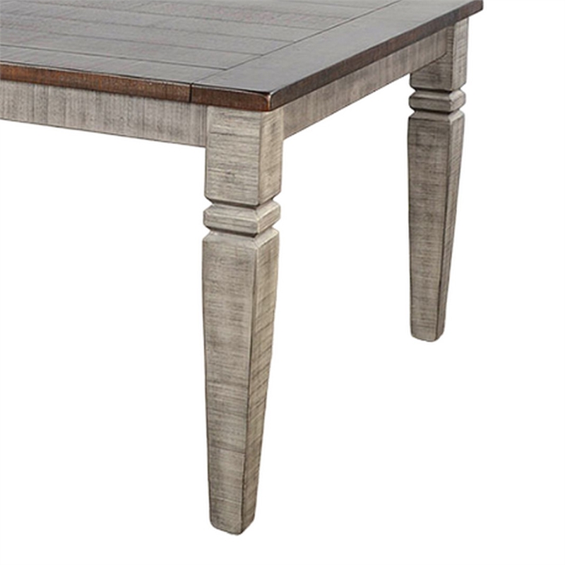 Camie Dining Table Extendable 66-90 Inch Dark Brown Gray Mahogany Wood