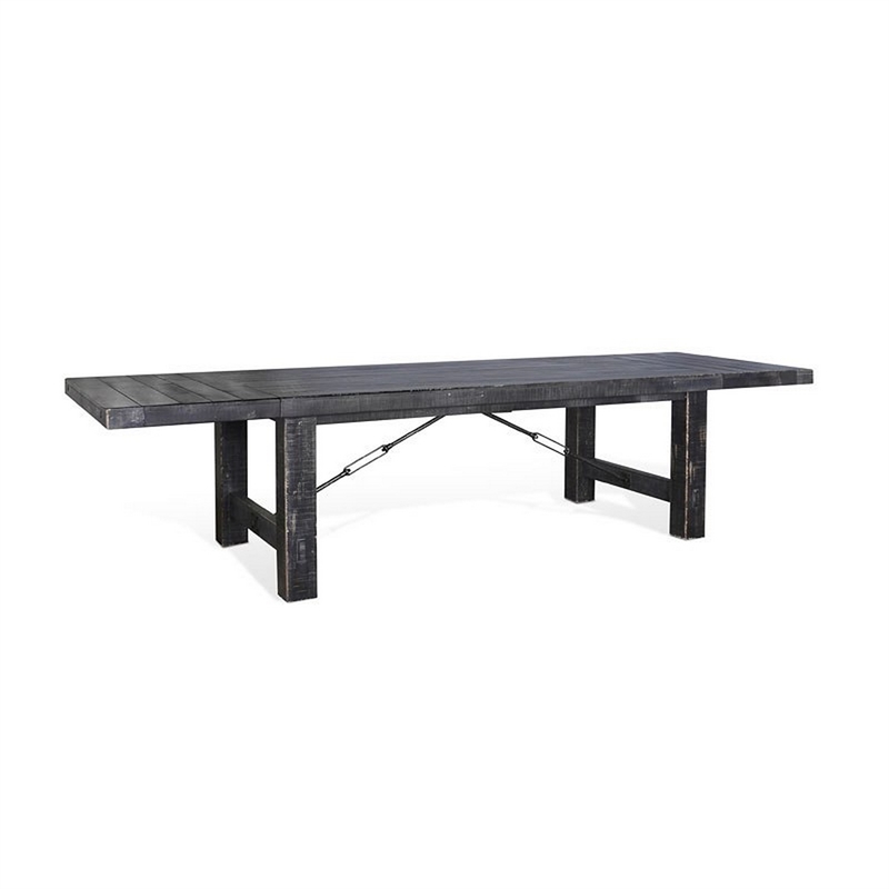 Rena Dining Table-2 Extension Leaves-86-122 Inch Black Mahogany Wood